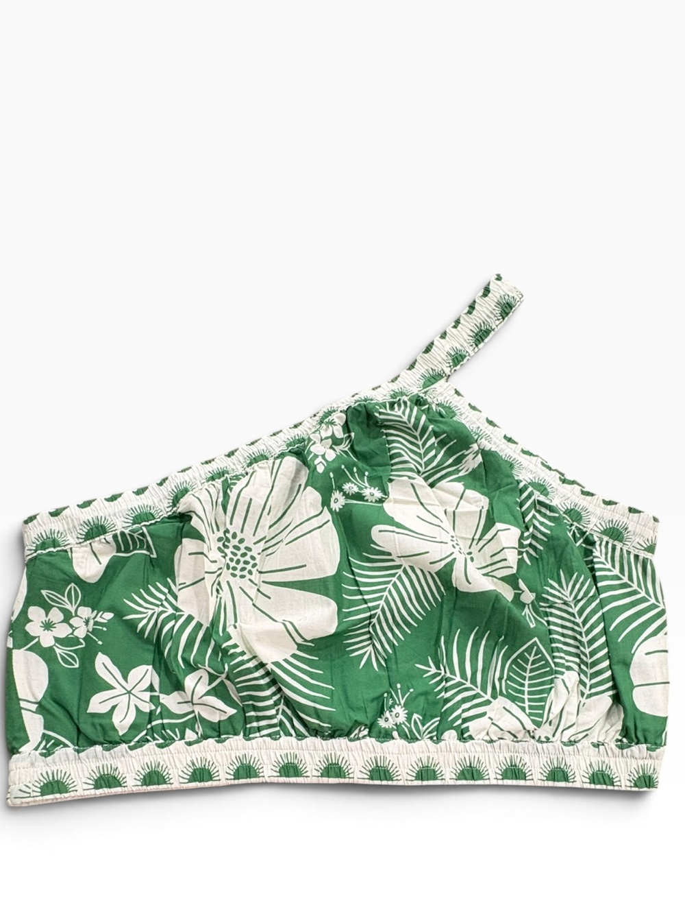 FARM Rio Macaw Elegance One-Shoulder Tropical Print Crop Top Shirt Size L